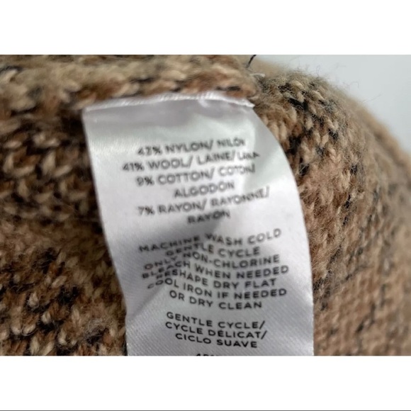 Ann Taylor Womens XS Leopard Print Wool Blend Mock Neck Knit Sweater Brown - Picture 8 of 13